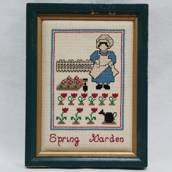 Cross Stitch Other - Spring Garden Framed Finished Mini Cross Stitch